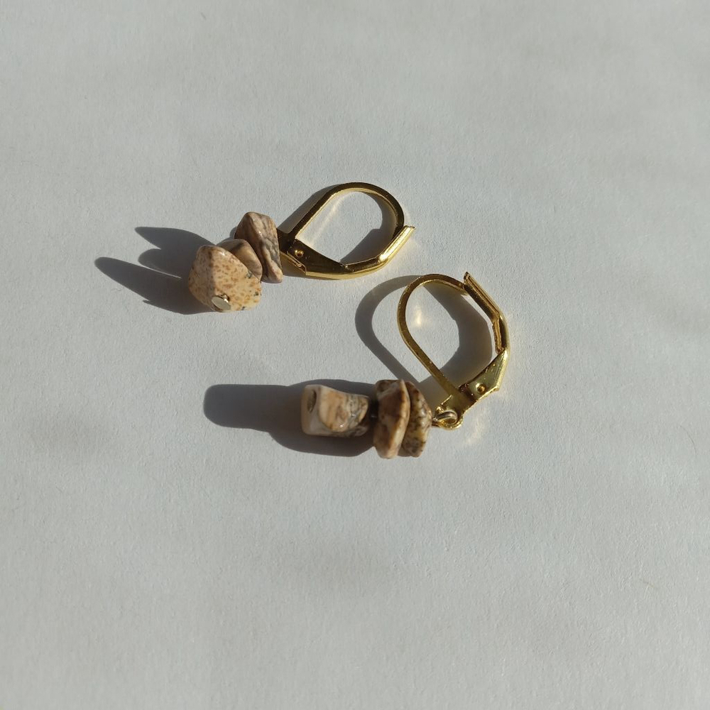 5/$25 Picture jasper stone chip earrings - Picture 3 of 3